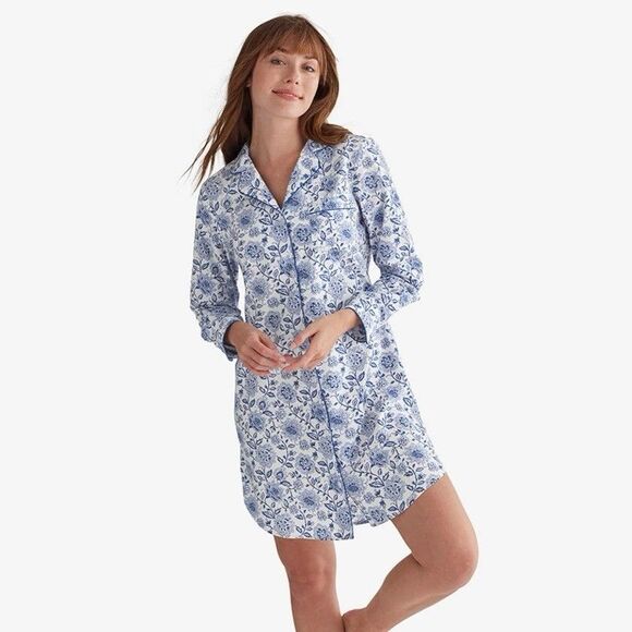 The Company Store Nightshirt Small Cottagecore Button Front Cotton Nightgown - Picture 3 of 10
